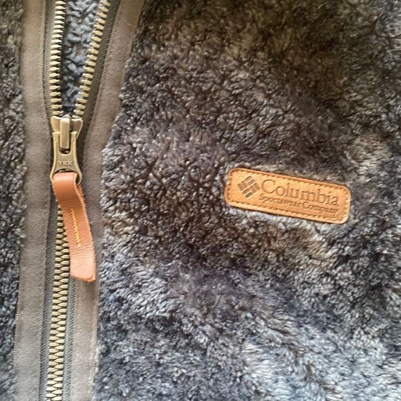 SOLD Columbia Fire Side Gray Super Warm Cozy Sherpa 1/4 Zip Pullover Jacket SZ M - Picture 10 of 12